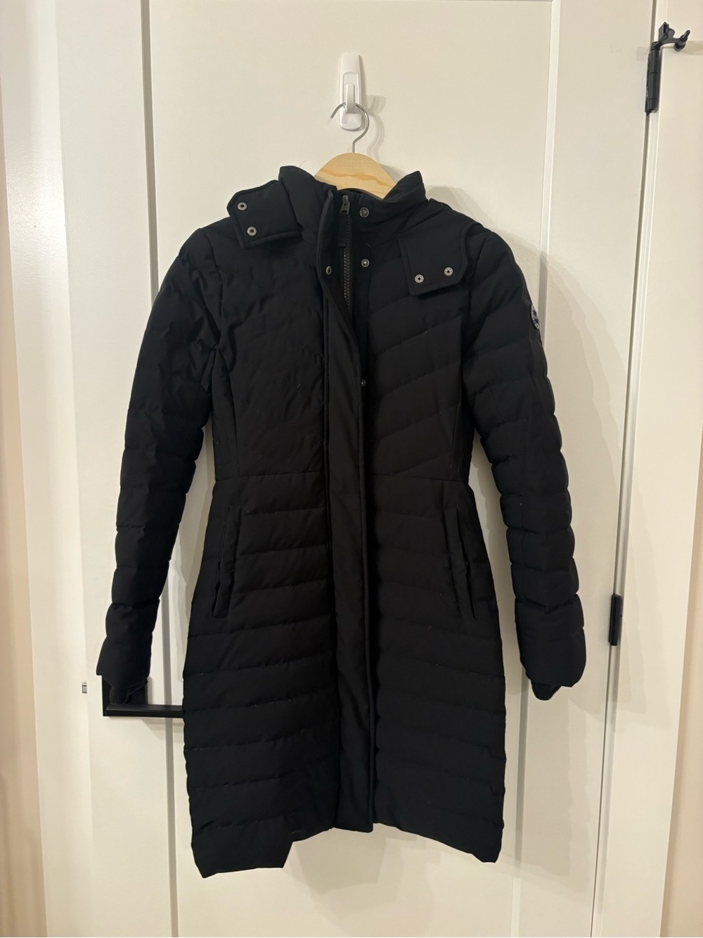 Abercrombie & Fitch Black Long Quilted Puffer Coat
